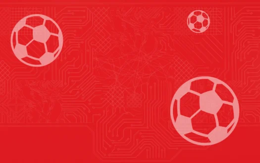Red background with soccer balls pattern for the Nicaragua real estate investment playbook article.